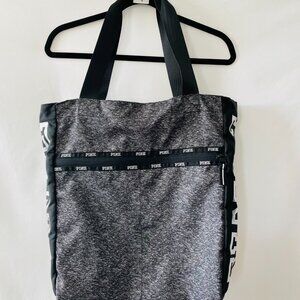 Pink Victoria Secret Womens Gray & Black Marl Logo Everyday Casual Tote Bag Sz L